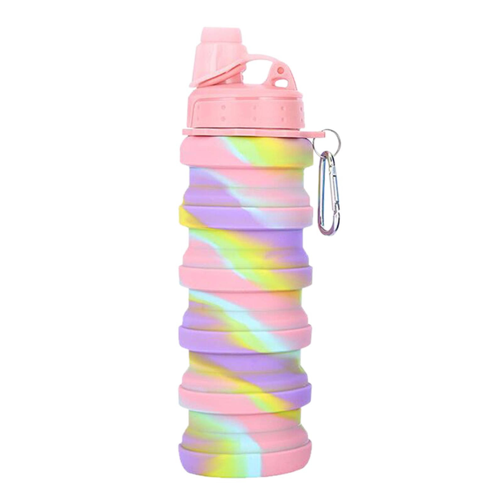 Zerlibeaful Silicone Sport Folding Cup - Lightweight Collapsible Water Bottle for Travel, Camping, Hiking & Outdoor Adventures - Compact Portable Drinking Cup for Gym, Running, Emergency Kits (Pink, One Size)