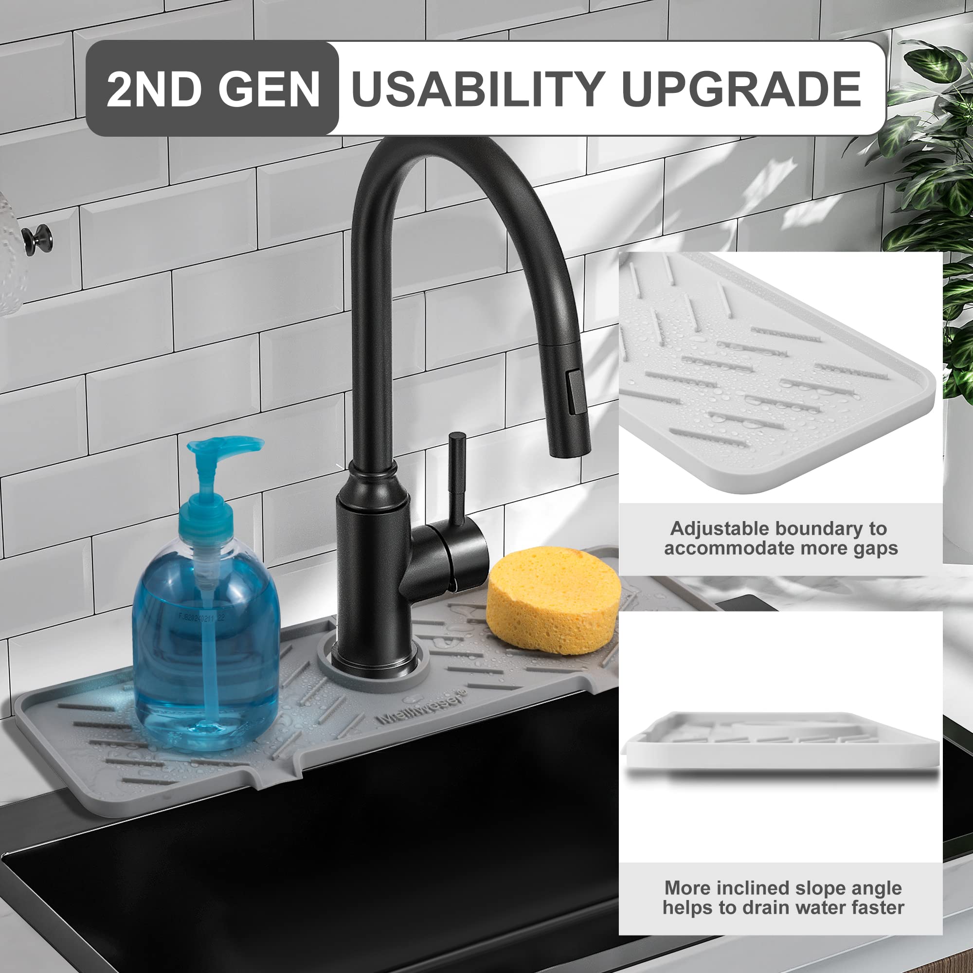 Upgraded Silicone Faucet Splash Guard - 18