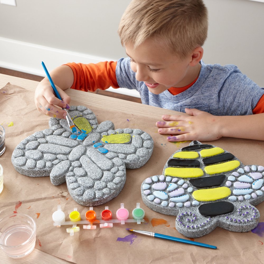 DIY Butterfly Stepping Stone Kit - Paint Your Own Garden Decor for Kids & Adults - Outdoor Walkway, Garden Path, and Yard Decoration