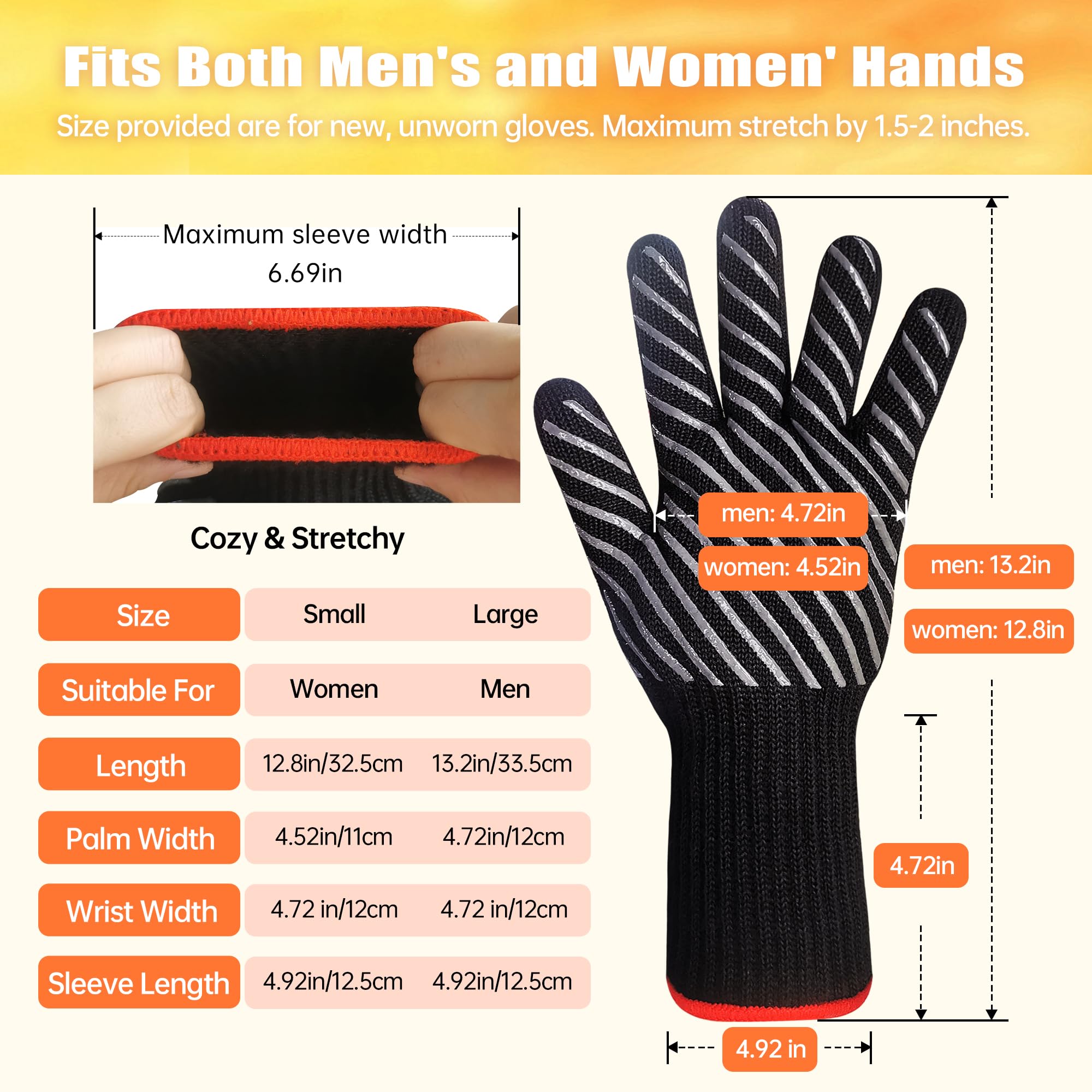 Heat Resistant BBQ Gloves - Fireproof Grilling & Oven Mitts for Professional Chefs & Home Cooks - Silicone Grip, Extended Cuff Protection - Perfect for Outdoor Barbecue, Camping, Baking & Kitchen Cooking (Pink)