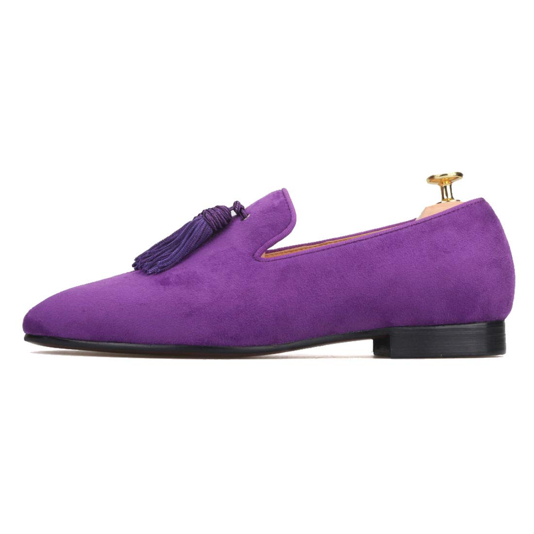 FERUCCI Men's Purple Suede Loafers with Big Tassel - Comfortable Slip-On Casual Shoes for Home, Office & Travel