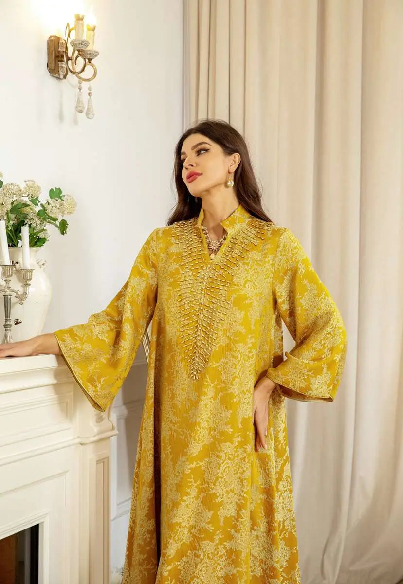 Elegant Eid Kaftan Dress for Women - Embroidered Beaded Doris Caftan | Perfect for Eid Celebrations, Weddings & Special Occasions