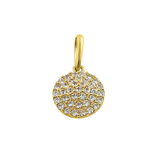 14K Yellow Gold Shield Pave CZ Pendant Necklace for Women - Elegant Cubic Zirconia Jewelry Gift for Birthday, Anniversary & Valentine's Day - Perfect for Layering, Everyday Wear & Special Occasions