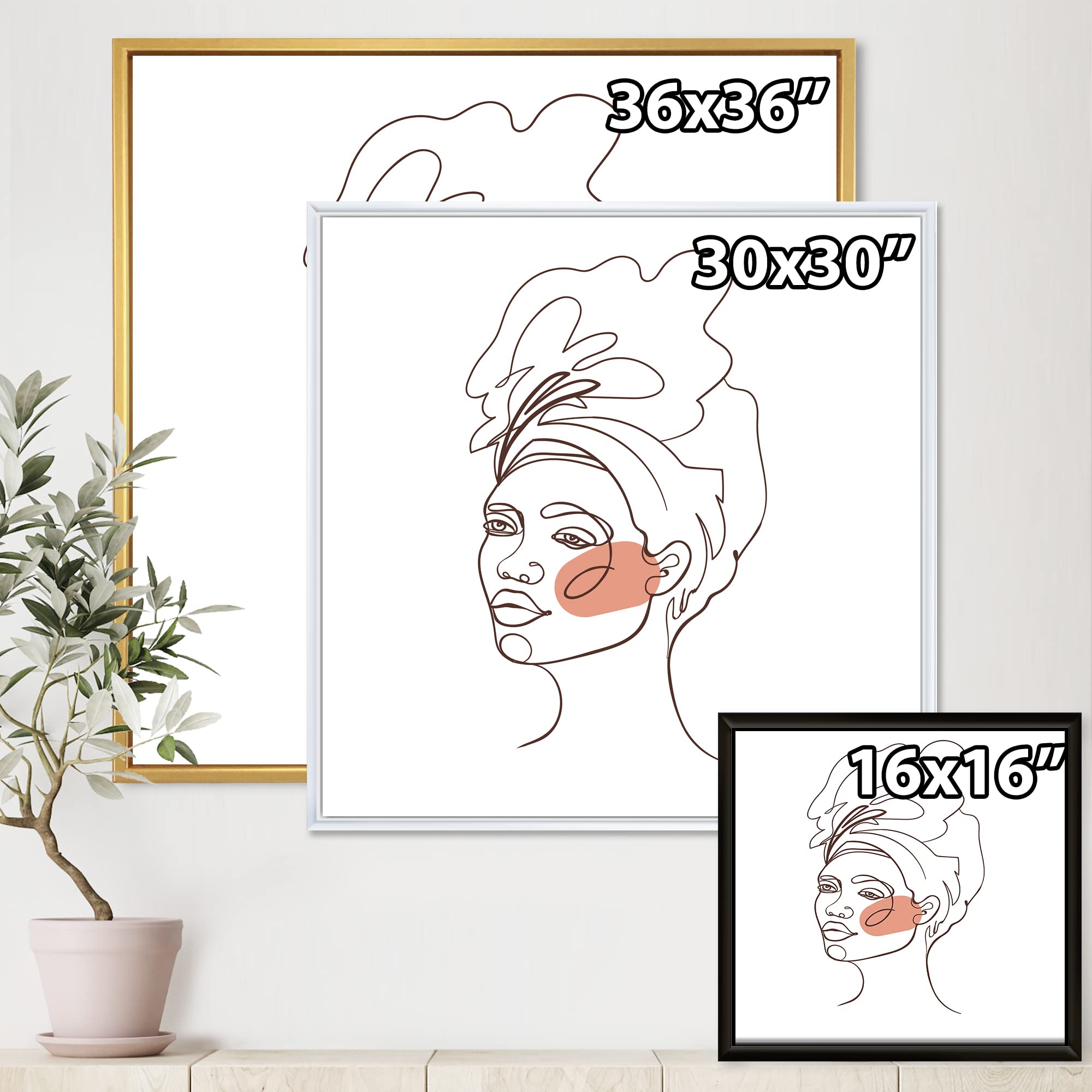 African American Woman Portrait Canvas Wall Art - Modern Framed Black Art Print for Living Room, Bedroom & Office Decor