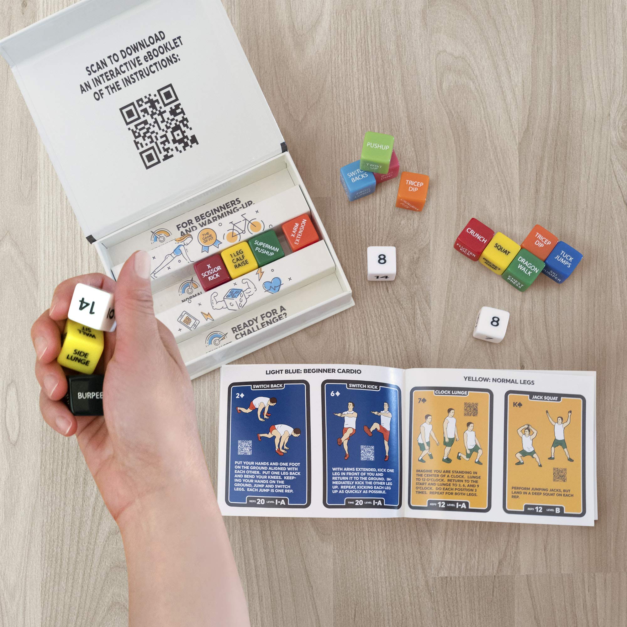 Quick Sweat Fitness Dice - Bodyweight Exercise Workout Game for Home & Gym | Military-Designed Fat Burning & Muscle Building Workout | No Equipment Needed with Video Guide | Perfect for HIIT, Yoga & Family Fitness Activities