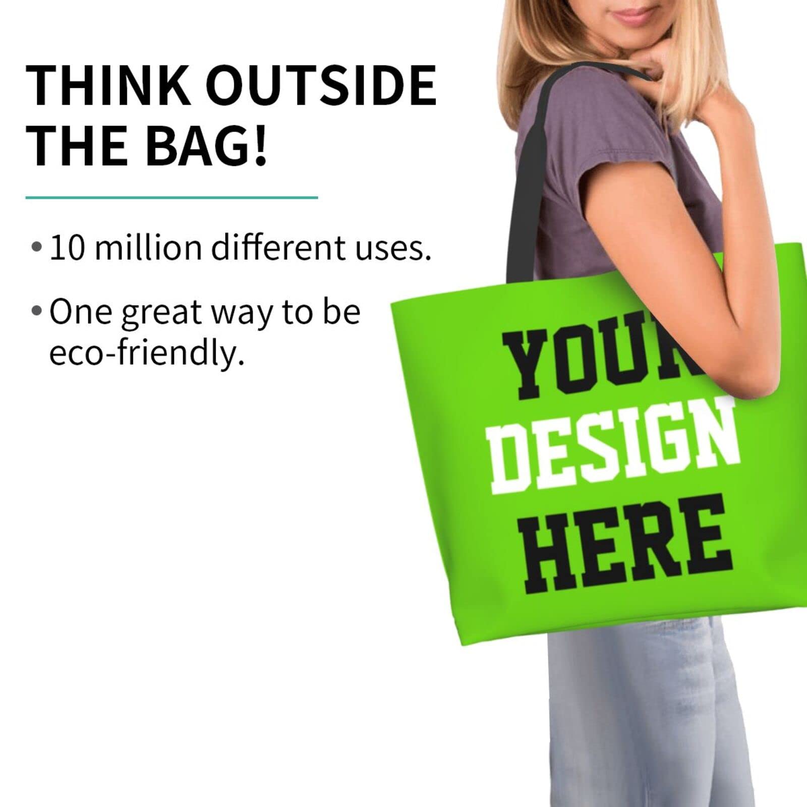 Custom Printed Tote Bags with Logo - Personalized Shoulder Bags for Women, Team, Business & Travel - Ideal for Shopping, Work, School & Promotional Gifts