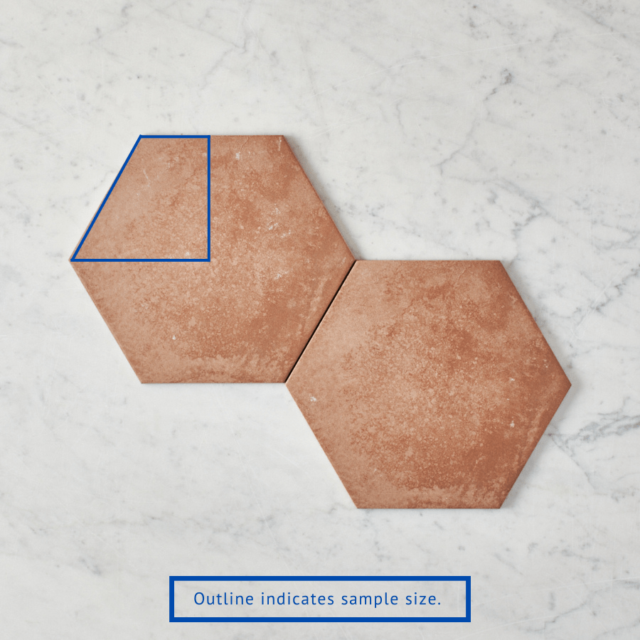 Boat Harbour Beach Terracotta Encaustic Look Hexagon Tile Sample - Perfect for Bathroom, Kitchen, and Backsplash Design