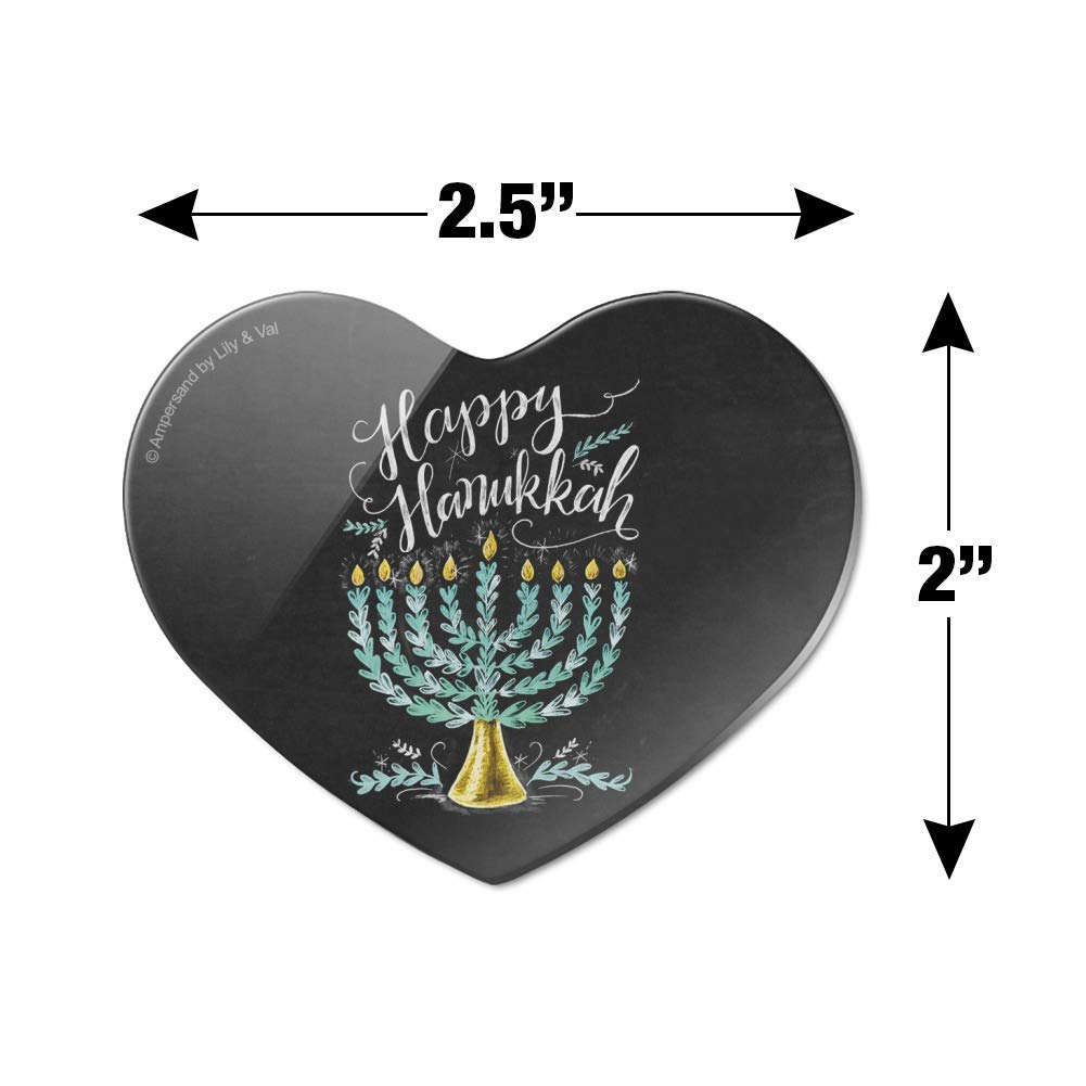 Happy Hanukkah Menorah Heart Acrylic Fridge Magnet - Holiday Decor for Refrigerator, Home & Office - Perfect for Jewish Celebrations, Gifts & Kitchen Organization