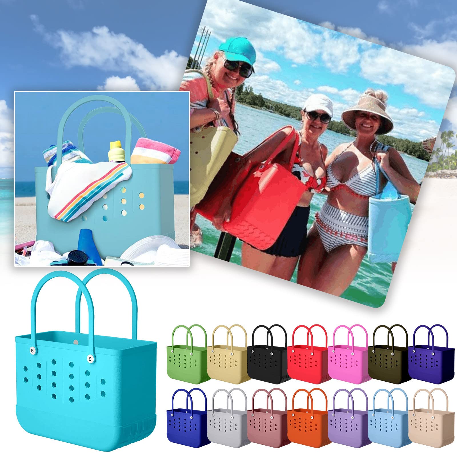 SolwDa Oversized Waterproof Beach Bag - Sandproof EVA Tote for Travel, Pool & Outdoor Activities | Portable, Washable & Durable for Beach, Gym & Shopping