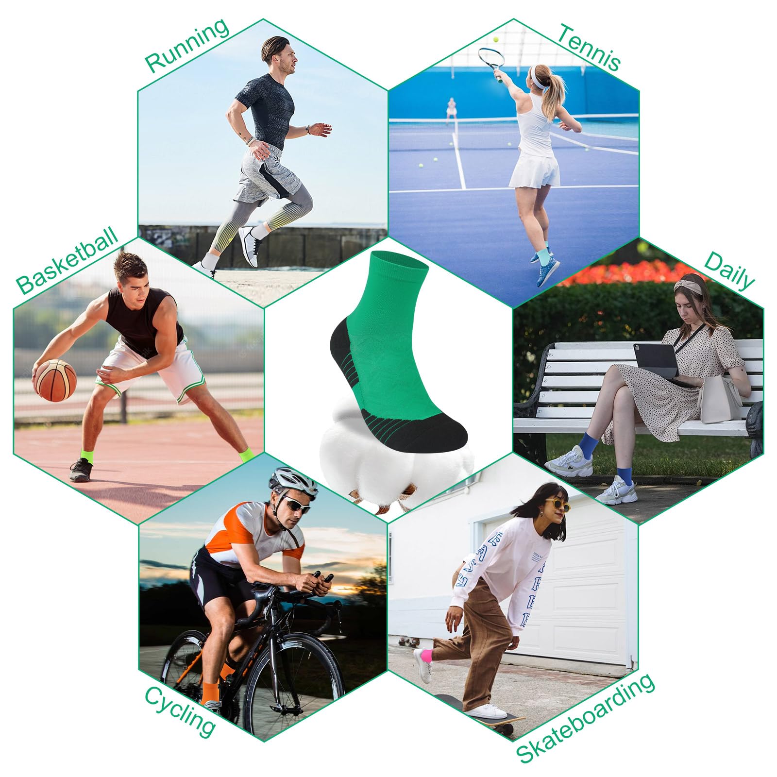 NIcool Bright Crew Athletic Socks for Men & Women - Cycling, Running, Tennis, Golf Sports Socks for Youth & Adults - Perfect for Workouts, Outdoor Activities & Casual Wear