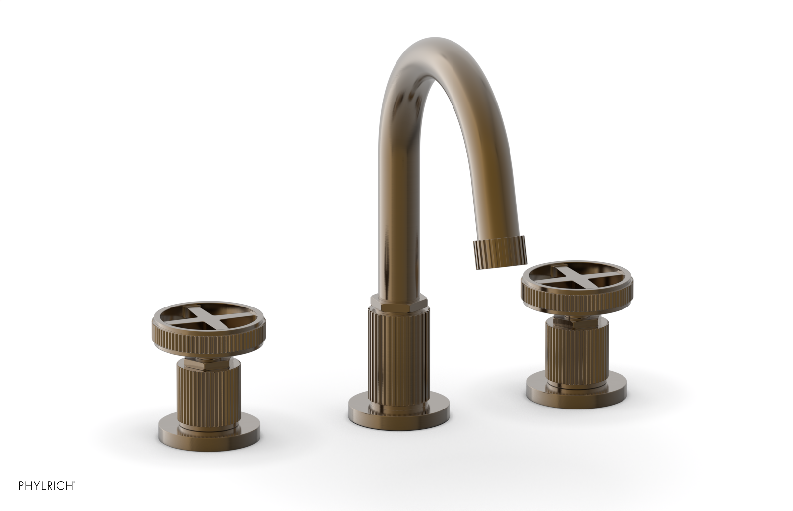 DUSTRIE Widespread Bathroom Faucet - Cross Handle Design with Grooved Detailing (Model 370-01) - Perfect for Modern Vanities and Luxury Home Renovations