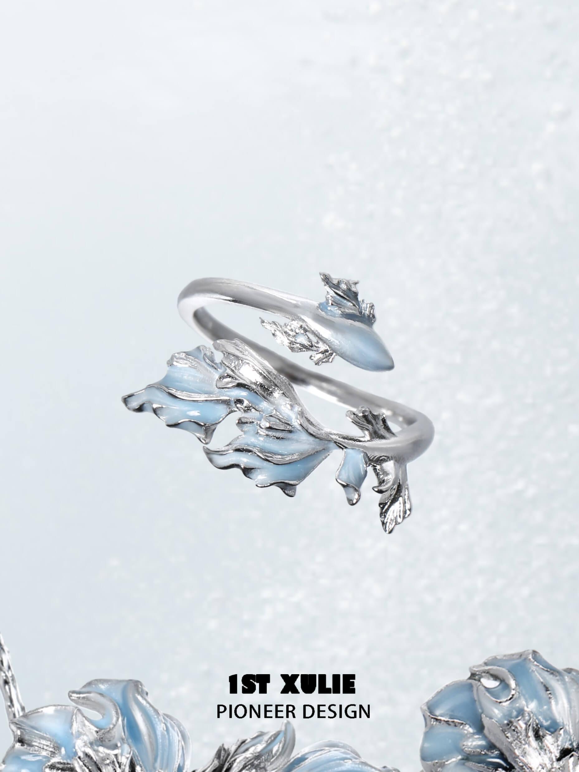 925 Sterling Silver Aquamarine Goldfish Ring for Women - Elegant Ocean-Themed Jewelry Gift for Birthday, Anniversary & Beach Vacations