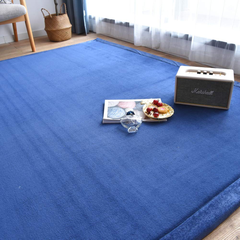 **WJXBoos Baby Play Mat - Non-Toxic Memory Foam Floor Mat for Toddlers & Kids - Extra Large 200x220cm (79x87in) - Soft Flannel Navy Blue - Perfect for Crawling, Yoga, Exercise & Playtime**