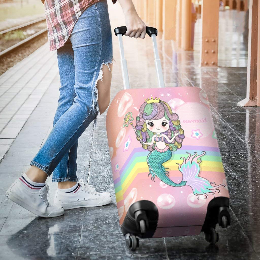 Personalized Mermaid Luggage Cover - Waterproof Suitcase Protector for Travel Accessories (Medium Size) - Perfect Gift for Beach Vacations & Cruise Trips