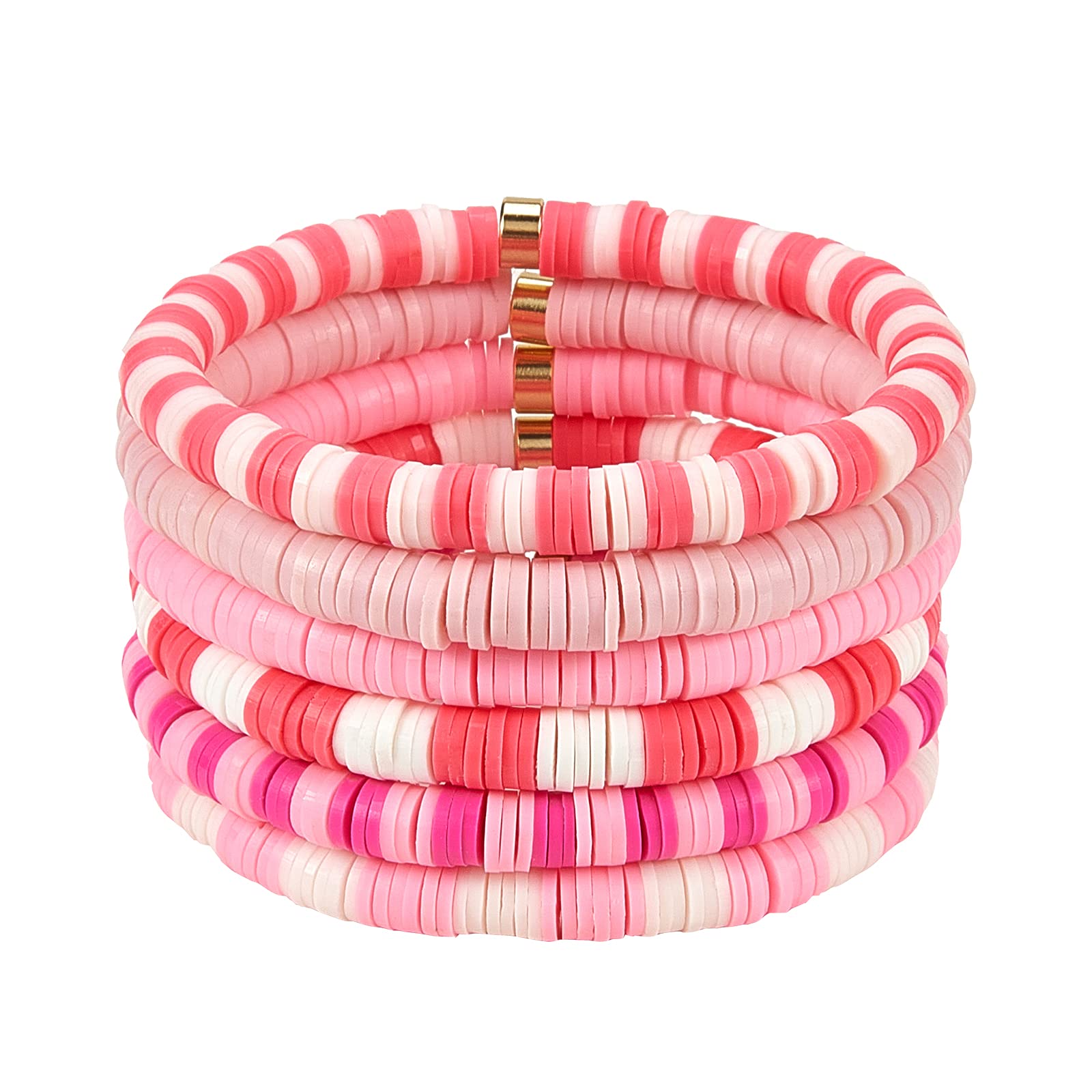 Ornaland Heishi Surfer Bracelets Set - Polymer Clay Heishi Beads Stretch Bracelets for Women, Bohemian Summer Beach Jewelry | Perfect for Beach Parties, Vacations & Boho Fashion Accessories