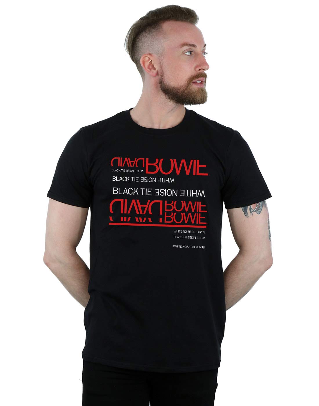 David Bowie Men's Black Tie White Noise Graphic T-Shirt | Vintage Rock Band Tee for Concerts & Casual Wear