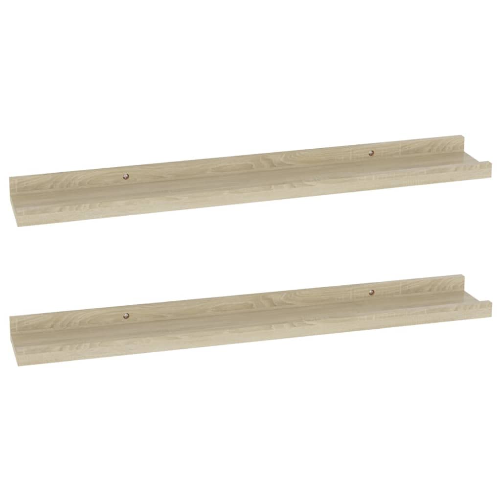 2Pcs Oak Wall Mounted Shelves - Rustic Floating Shelves for Office, Living Room, Kitchen, Bedroom & Bathroom Storage & Decor | Perfect for Displaying Books, Plants & Home Decor
