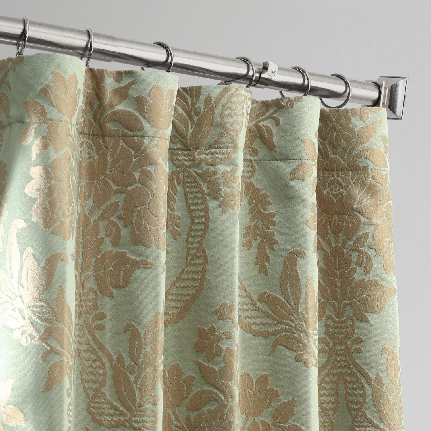 Magdelena Jade & Gold Damask Faux Silk Jacquard Blackout Curtains for Bedroom - Elegant Window Treatment for Living Room, Nursery & Home Decor