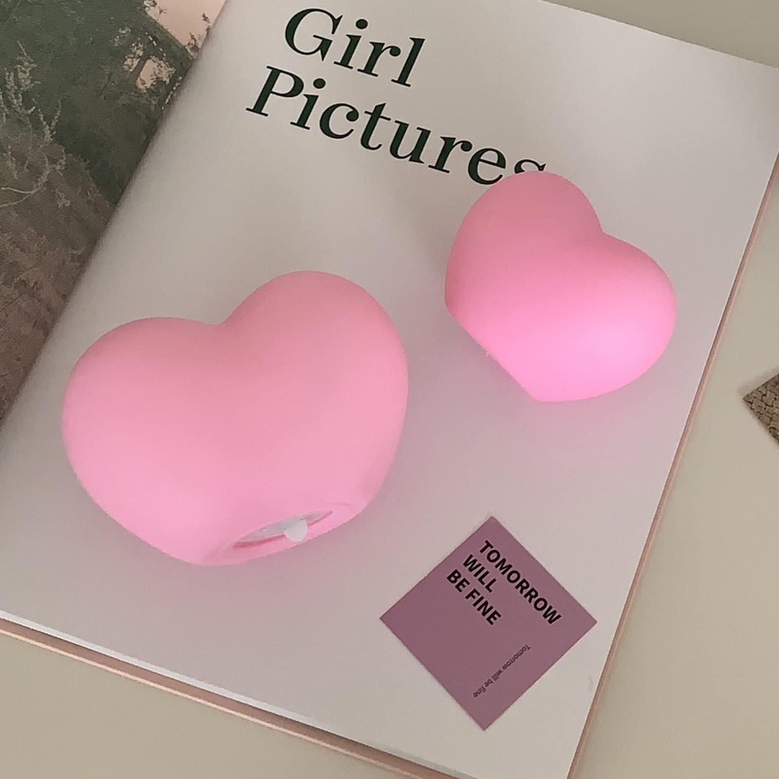 Tuelaly Heart Night Light - Aesthetic LED Bedside Lamp for Women & Girls, Cute Pink Atmosphere Light for Bedroom, Dorm, Nursery | Valentine's Day, Birthday Gift Idea | Creates Romantic & Cozy Ambience