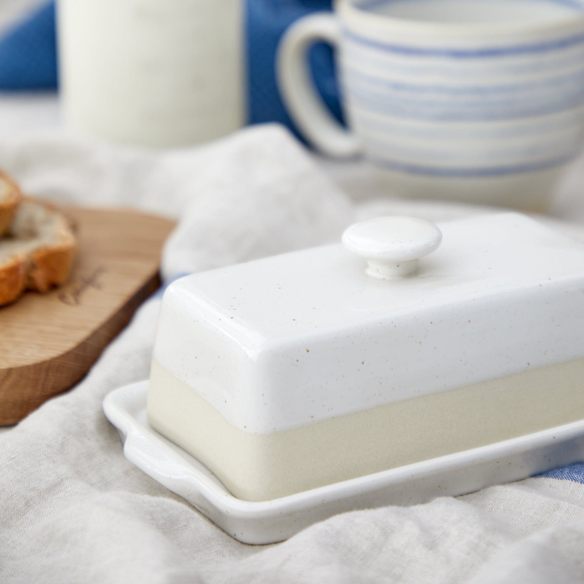 Casafina Fattoria Rectangular Butter Dish with Lid - Airtight Food Storage Container for Kitchen & Dining - Perfect for Butter, Cheese & Spreads