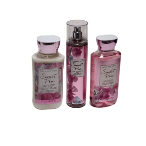 Bath & Body Works Sweet Pea Gift Set - Full Size Body Lotion, Shower Gel & Fragrance Mist | Floral Scented Skincare Trio for Women | Perfect for Daily Use, Gifts & Self-Care Routine