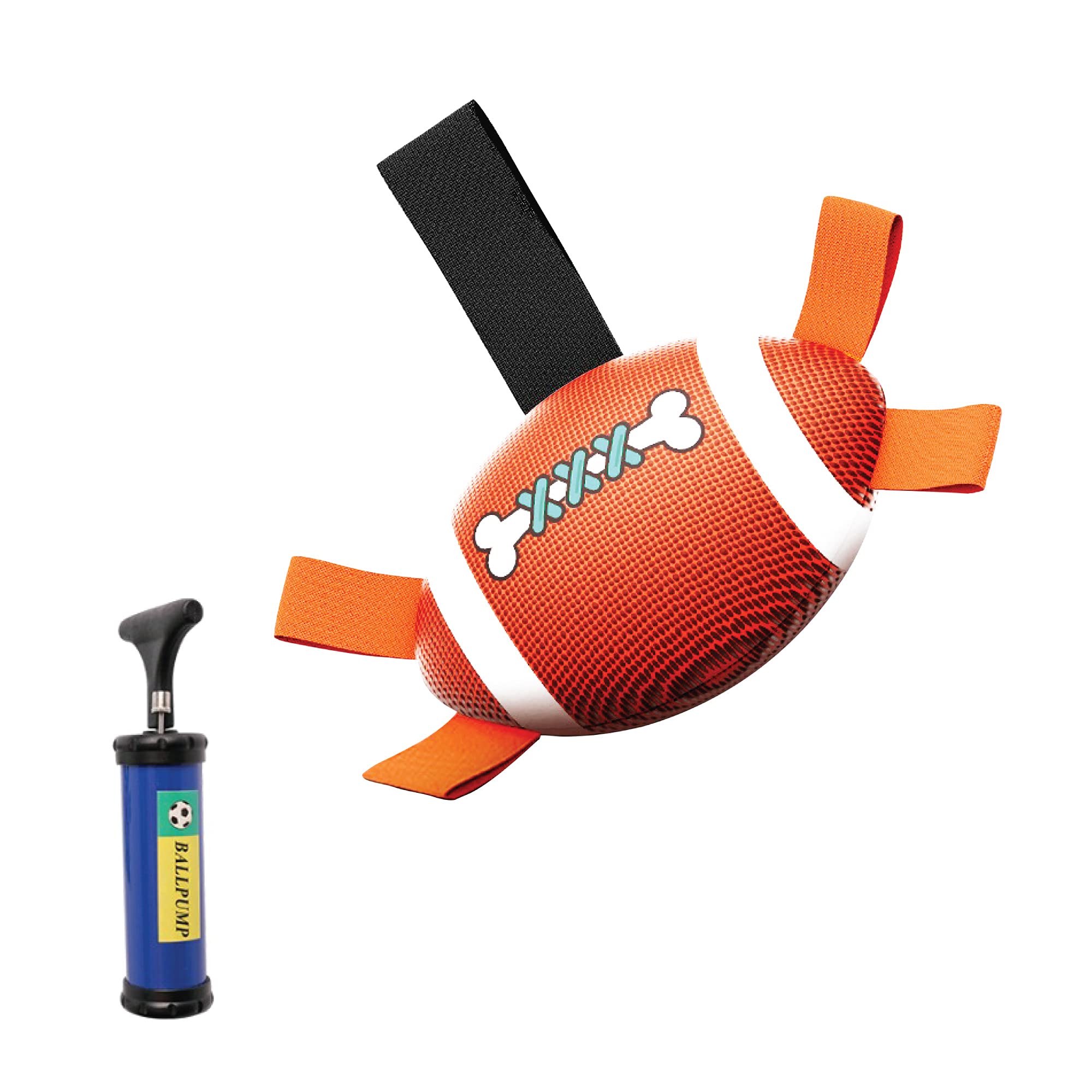 Minoody Inflatable Dog Football Toy - Interactive Water & Tug Toy for Indoor/Outdoor Play with Grab Tabs - Includes Pump & Needle - Perfect for Fetch, Swimming & Bonding with Your Pet