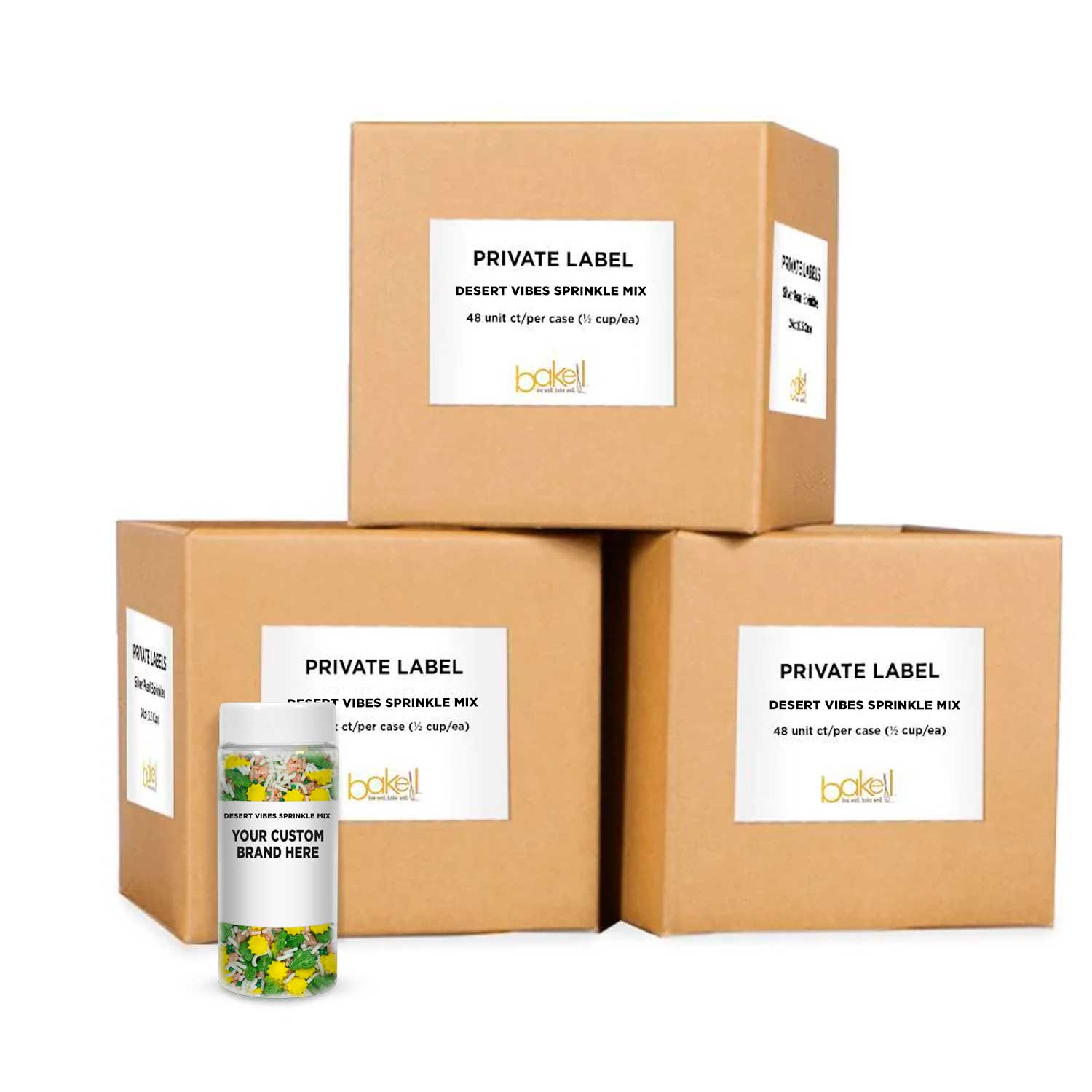 Desert Vibes Sprinkles Mix - Bulk 48 Units/Case | Private Label Baking Decorations for Cakes, Cupcakes & Cookies