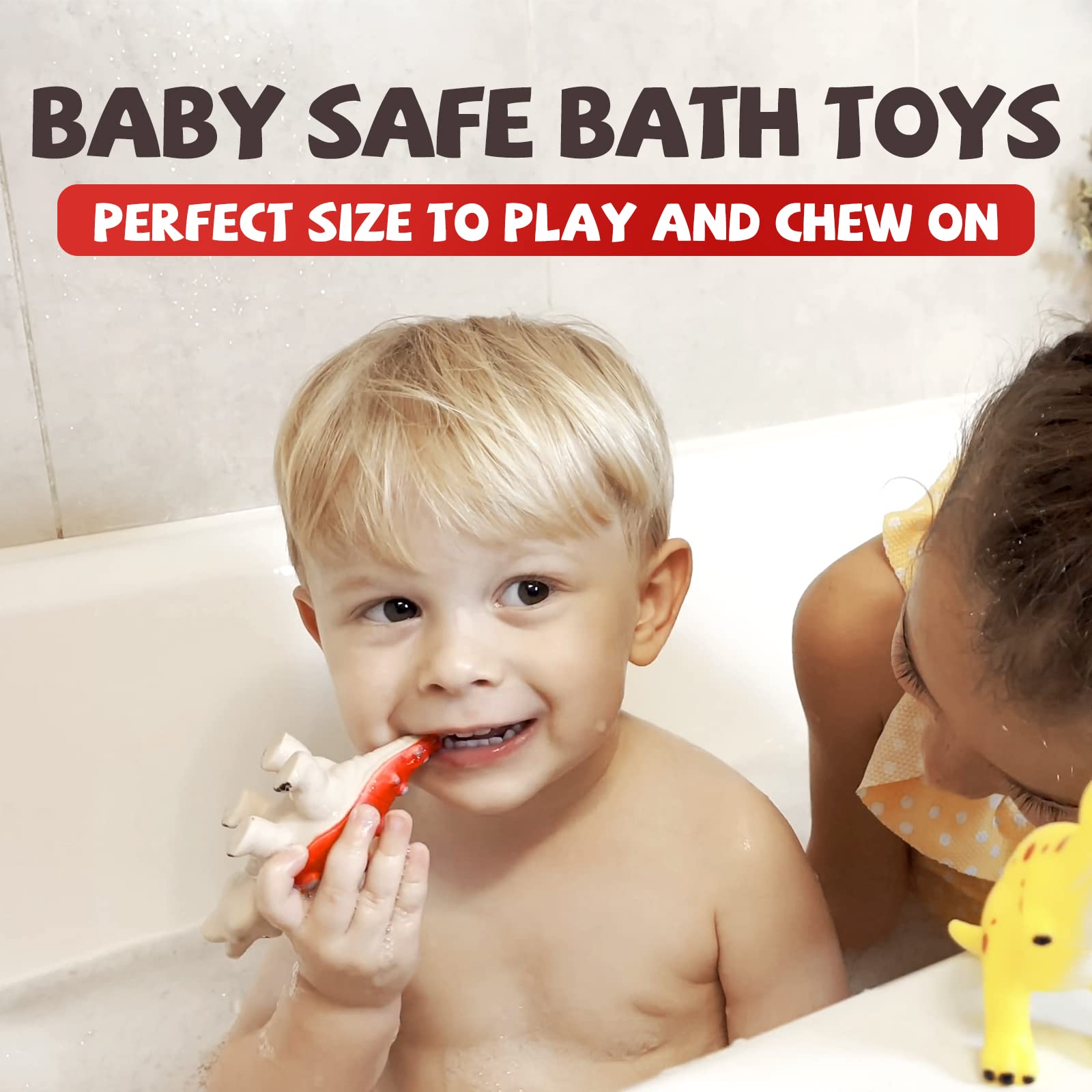 Dinosaur Bath Toys for Kids - No Hole Baby Bath Toys, Fun Shower & Pool Water Play for Toddlers - Perfect for Bathtime, Sensory Play & Outdoor Water Activities