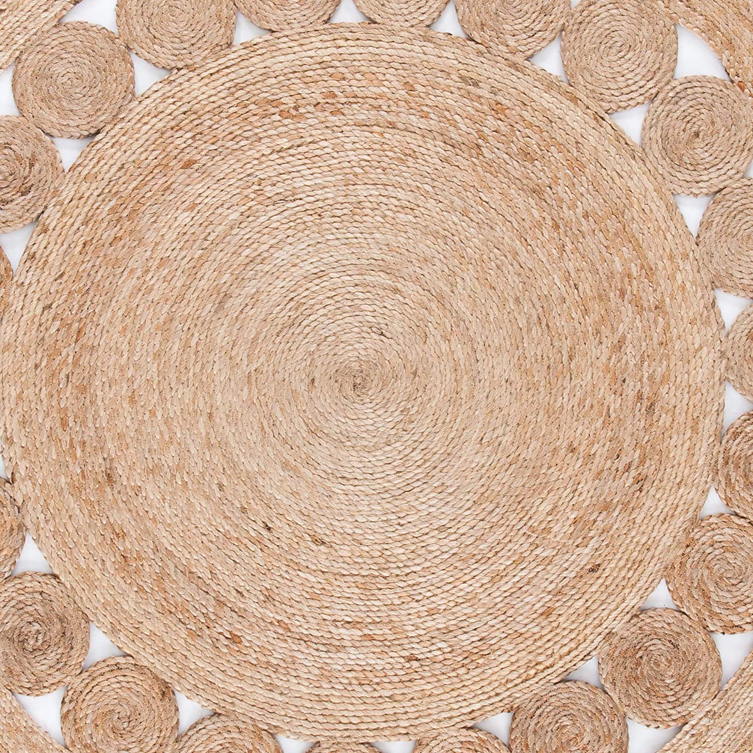 Handwoven Jute Area Rug - Natural Beige Round Braided Rug for Bedroom, Kitchen & Living Room - Farmhouse Decor - 10x10 Feet - Eco-Friendly Home Accent | Perfect for Boho, Coastal & Rustic Interior Design Styles