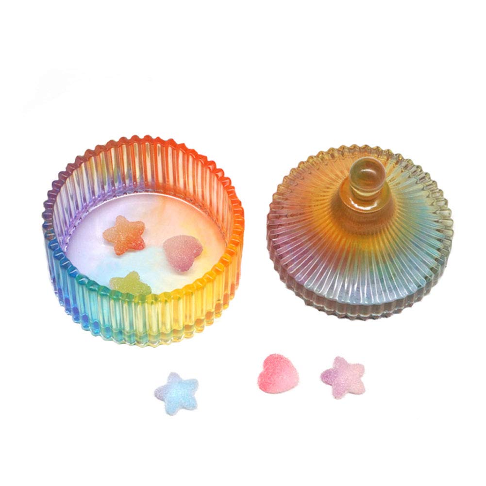 DIY Crystal Epoxy Plastic Storage Box Mold - Round/Diamond/Pumpkin-Shaped Striped Jewelry Organizer Silicone Mold for Resin Crafting | Perfect for DIY Jewelry Making, Home Decor & Gift Packaging