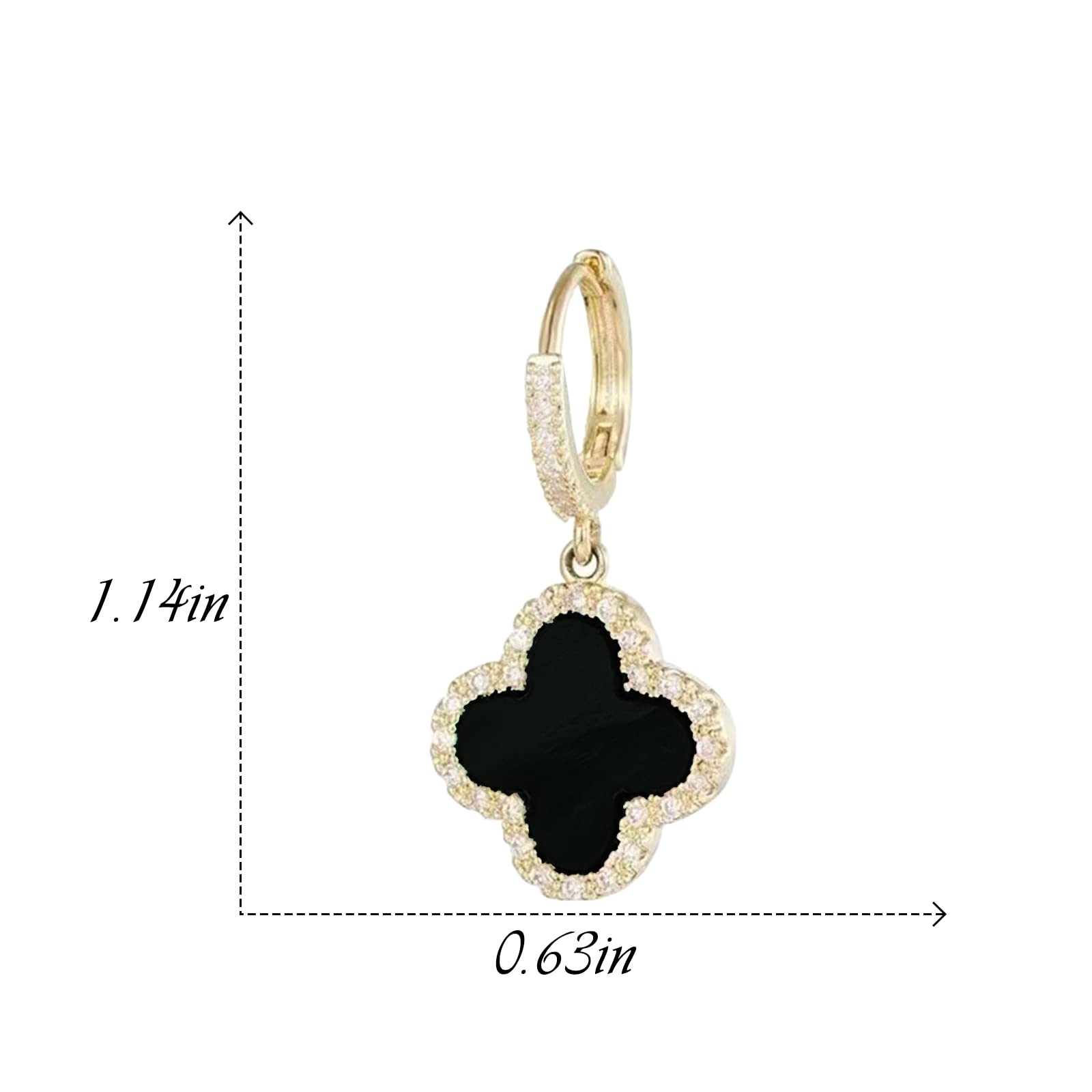 Four Leaf Clover Stud Earrings - Sparkling Shamrock Jewelry with Green Crystals for Women & Girls | St. Patrick's Day Irish Luck Accessories | Valentine's Day Gift & Everyday Wear (Black)