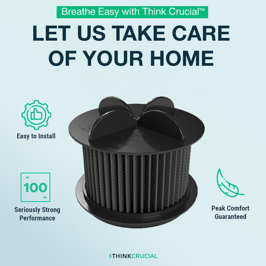Think Crucial Round Washable Replacement Vacuum Filter - Compatible with Bissell Models 2031183, 2031085ES, 203108532065, 32064 & 32065 - Includes Vacuum Filter + Cleaning Kit - Perfect for Pet Hair, Allergies & Deep Cleaning Carpets
