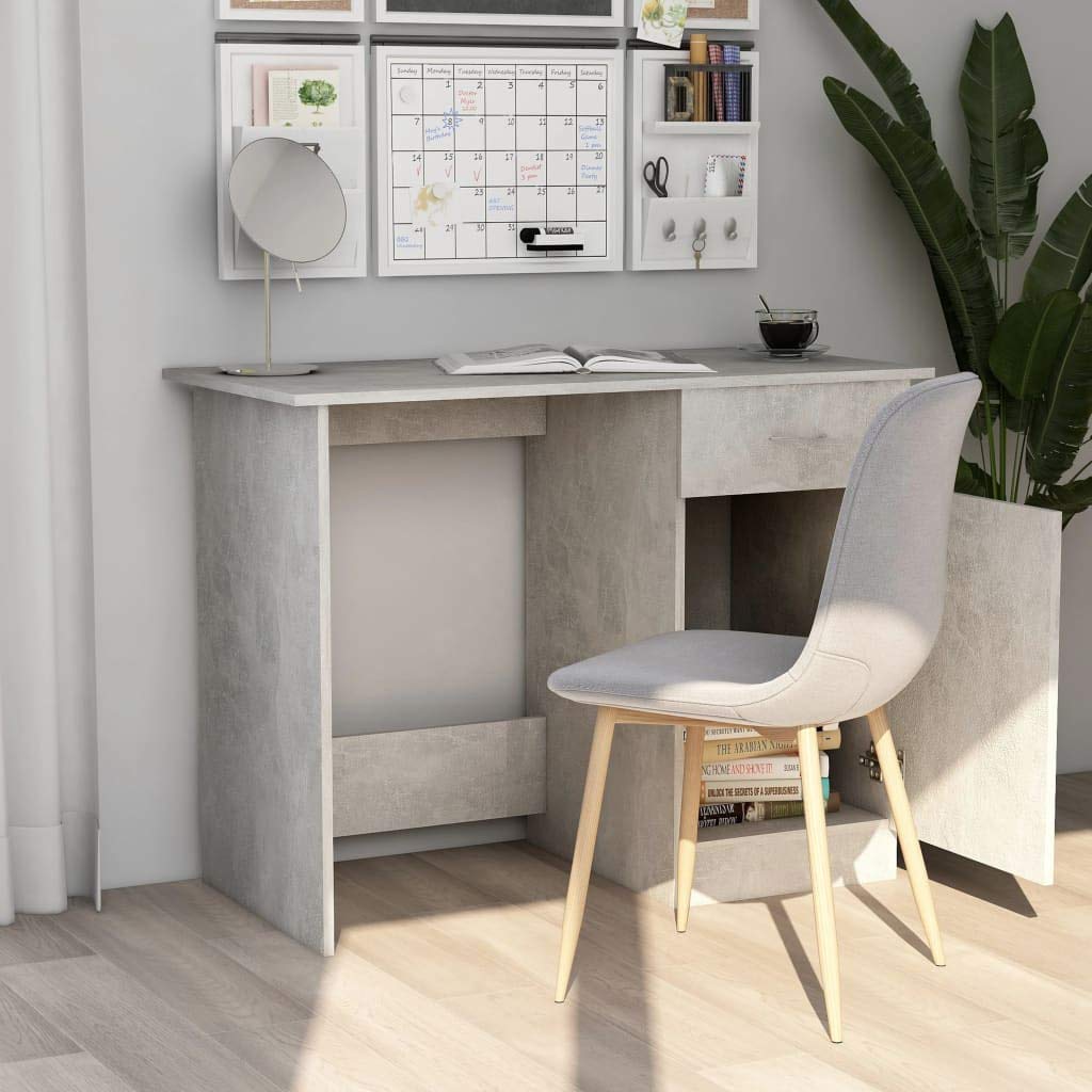 FAMIROSA Modern Concrete Gray Office Desk 39.4