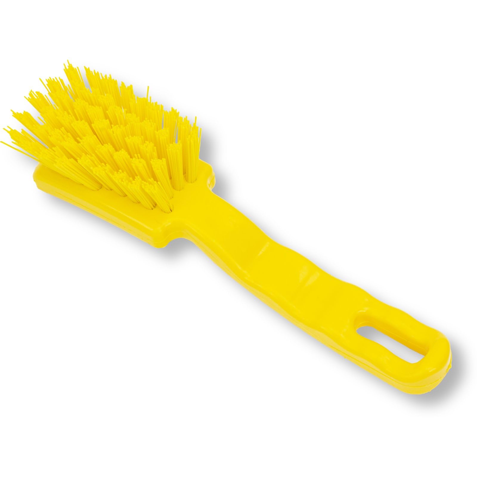 SPARTA 41395EC04 Heavy Duty Plastic Scrub Brush - 7 Inch Kitchen Cleaning Brush with Hanging Hole - Multi-Purpose Detail Brush for Dishes, Pans, Grills & Bathrooms (Yellow)