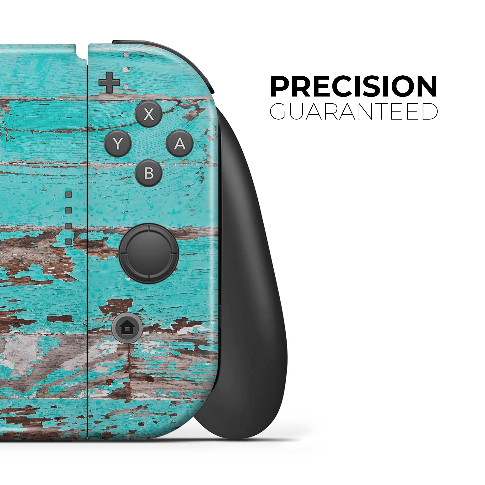 Nintendo Switch OLED Console & Joy-Con Compatible Skin Decal - Scratch-Resistant Removable Vinyl Wrap Cover - Turquoise Chipped Paint Wood Design | Perfect for Gaming Protection & Personalization