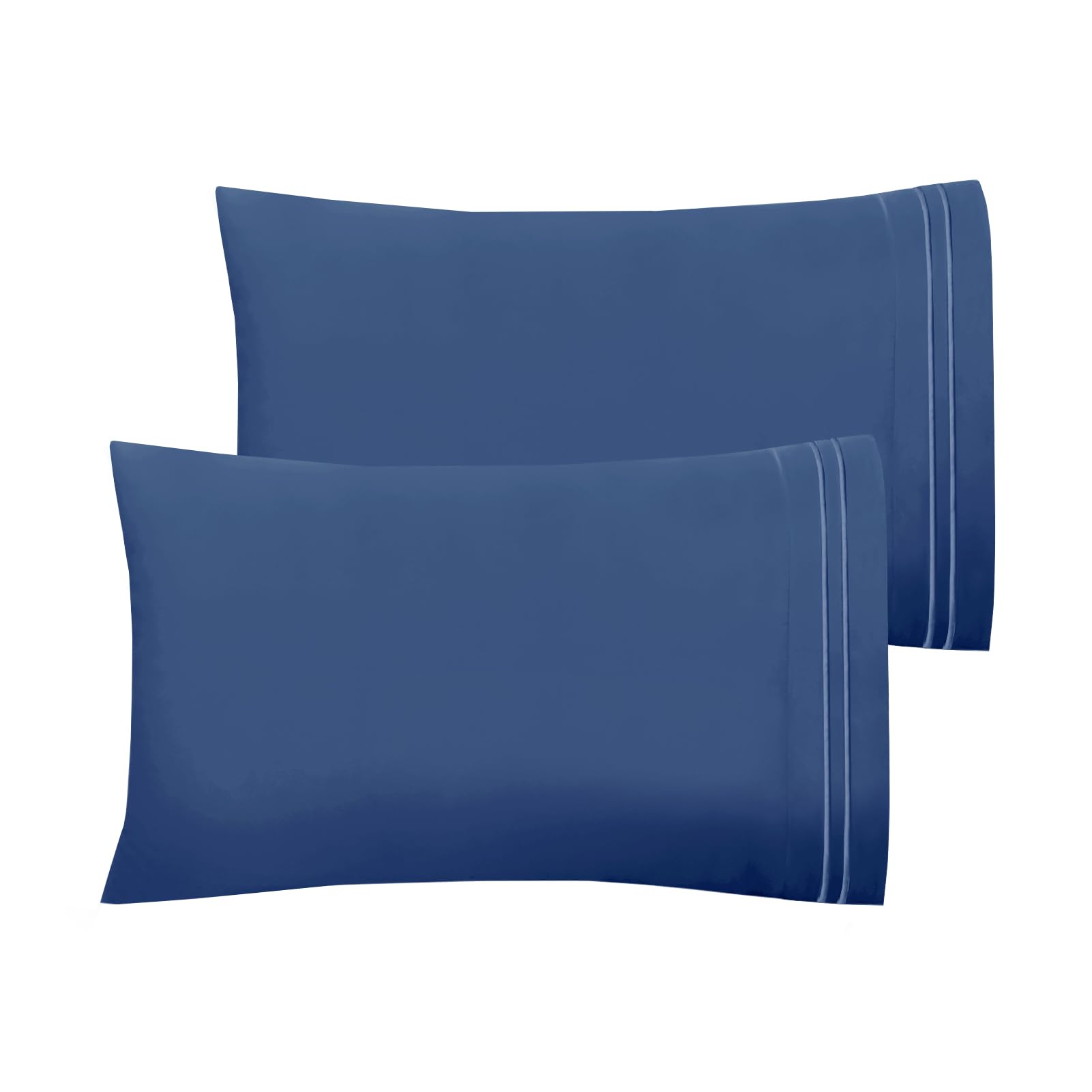 Premium Hotel Luxury Queen Pillowcases Set of 2 - Ultra Soft Microfiber 20x30 Inches Pillow Covers with Envelope Closure - Breathable & Cozy Bedding for Home, Hotel, or Airbnb (2-Piece, Queen/Standard, Navy Blue)