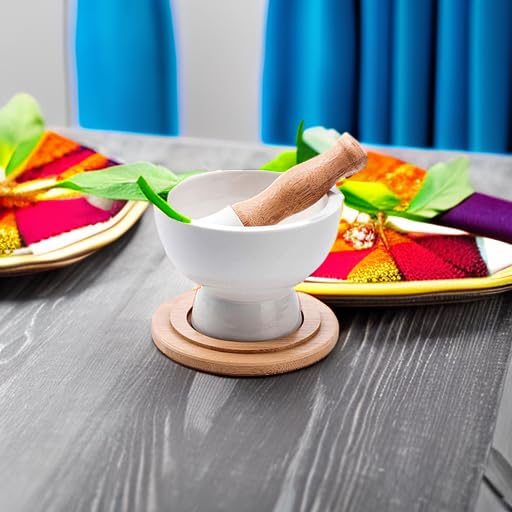 Premium Porcelain Mortar and Pestle Set - Spice Grinder, Herb Crusher, Pill Crusher & Pesto Maker - Non-Slip Base - Perfect for Guacamole, Seasonings & Paste - Ideal Kitchen Gift for Cooking Enthusiasts