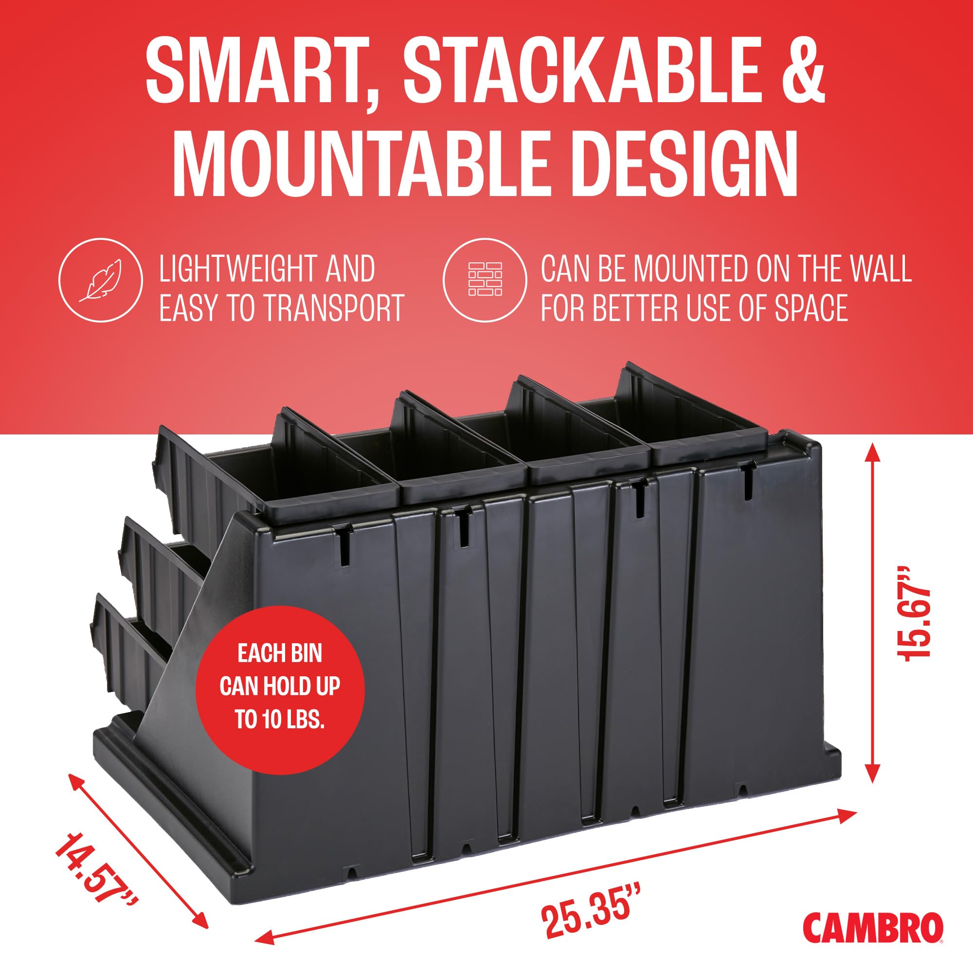 Cambro Versa Self Serve Condiment and Utensil Storage Bin - 12 Compartment Organizer for Food, Coffee, and Kitchen Supplies (Black) - Perfect for Restaurants, Cafes, and Home Kitchens