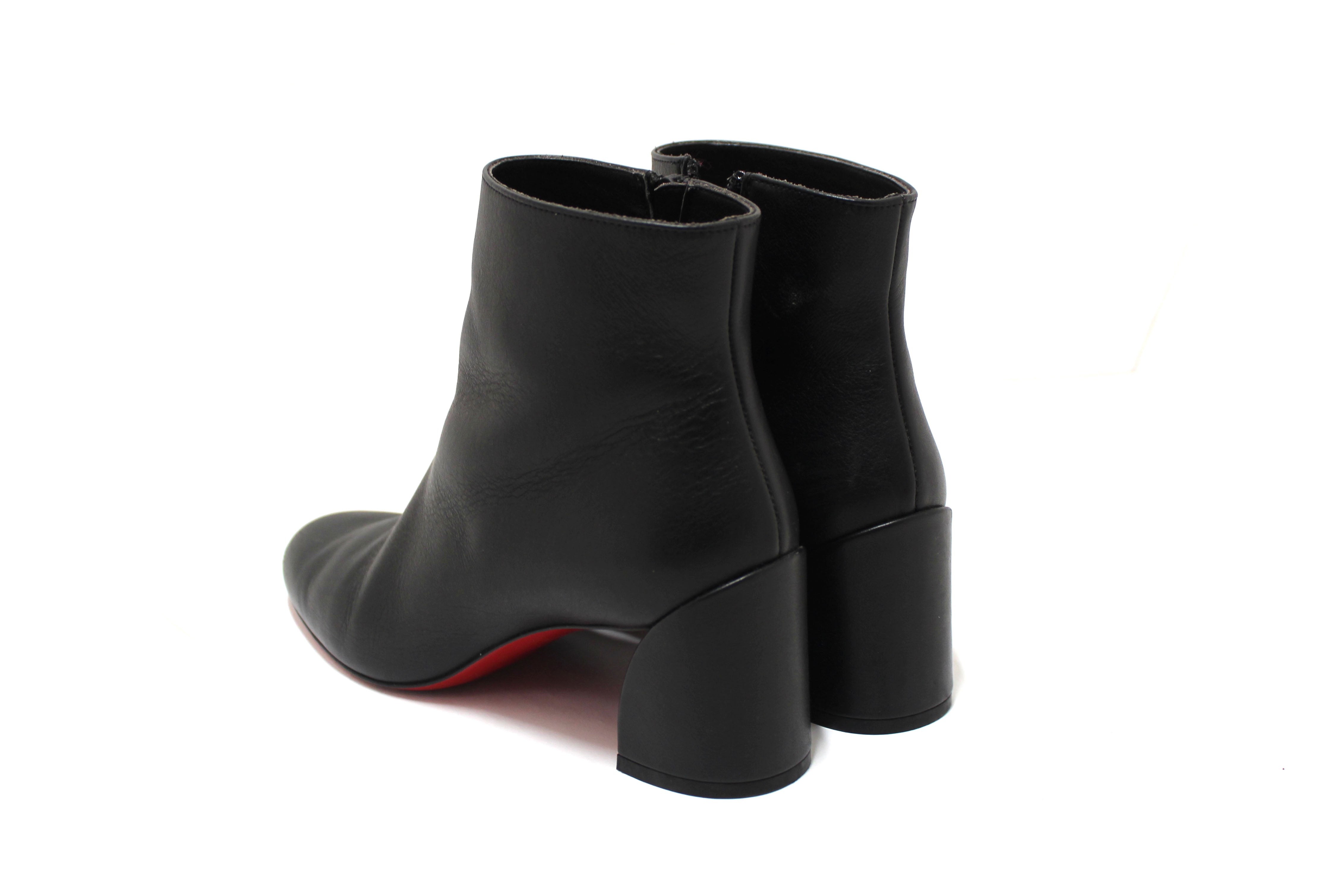 Authentic Christian Louboutin Black Leather Turela 55 Ankle Boots Women's Size 36.5 - Stylish & Comfortable for Evening Parties & Night Out