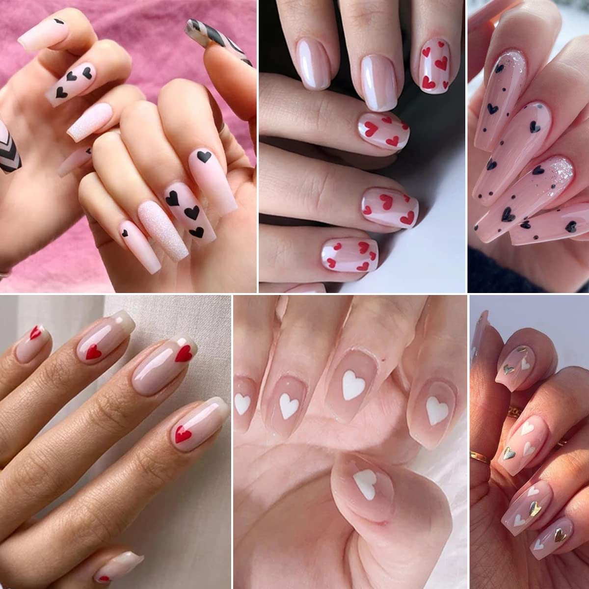 8 Sheets Heart Love Nail Art Stickers - 3D Self-Adhesive Nail Decals for Women, Girls & Kids | DIY Manicure Tips, Charms & Nail Art Decorations | Perfect for Valentine's Day, Parties & Special Occasions