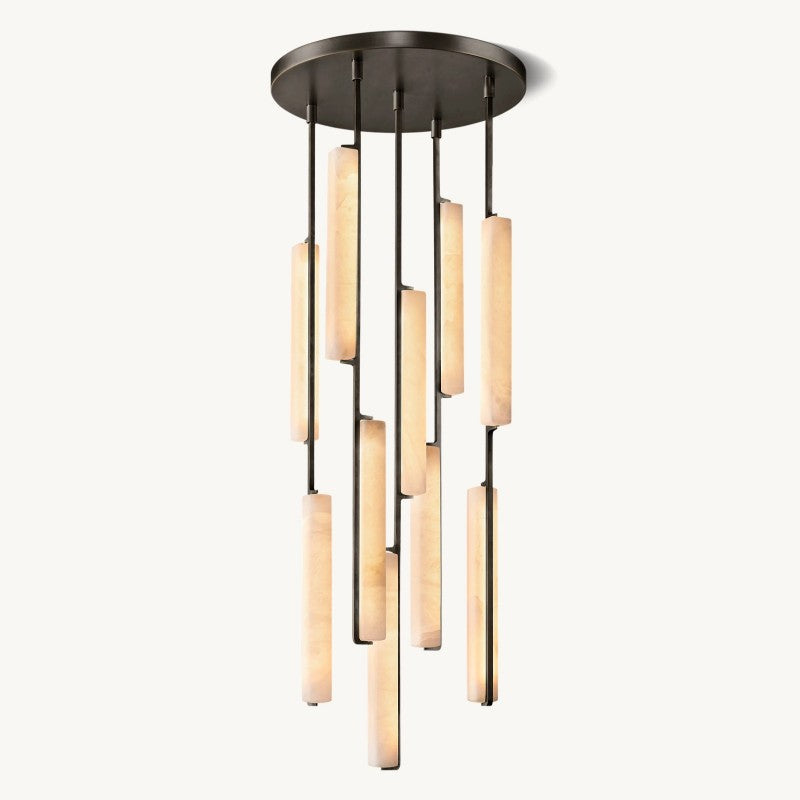 Elegant Ausle Alabaster Round Chandelier 24 Inch - Modern Crystal Ceiling Light Fixture for Dining Room, Living Room & Bedroom | Perfect for Home Decor & Interior Design