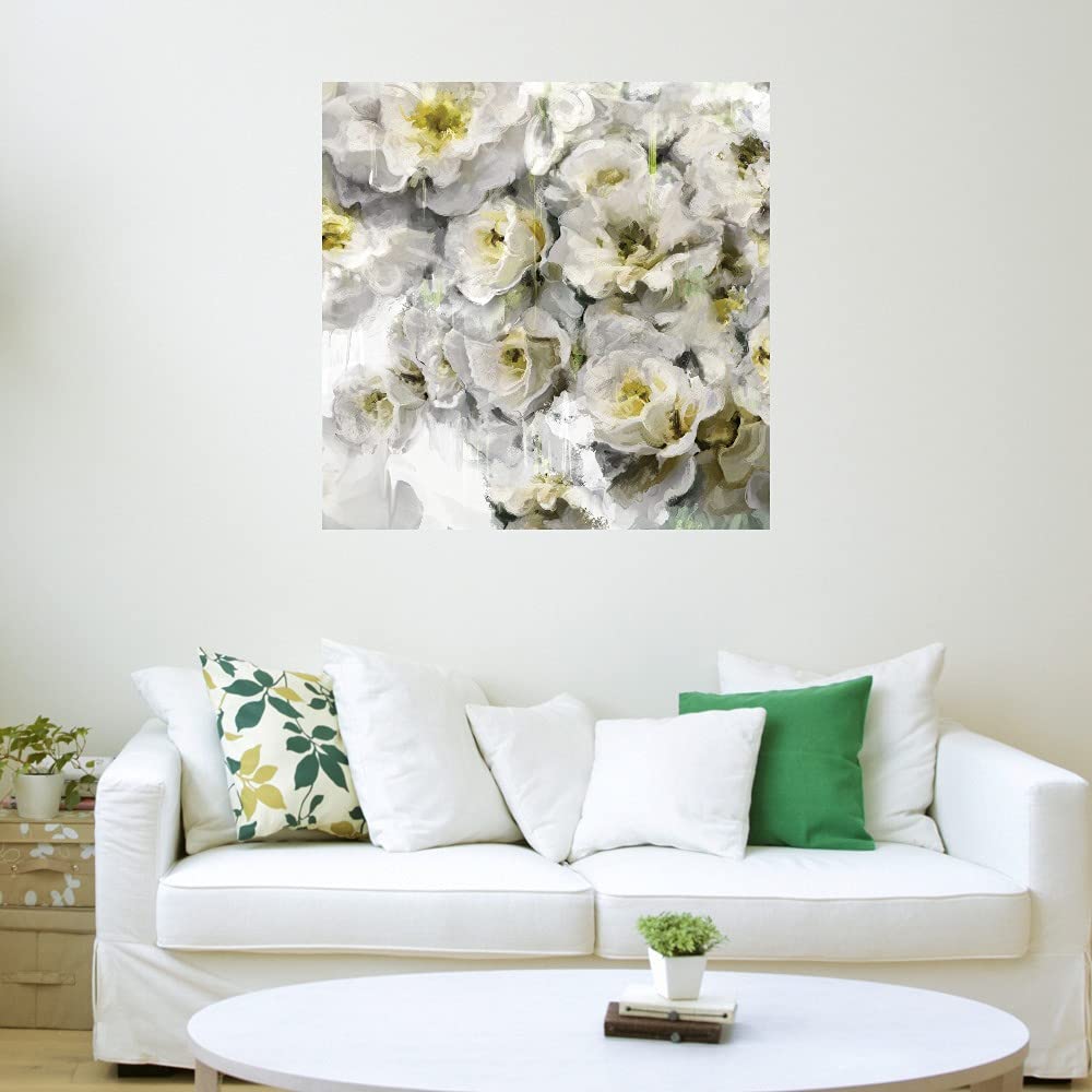 Greenhouse Blooms II Canvas Wall Art - 37x37 Inch Hand Painted Floral Decor for Living Room, Bedroom, Office - Ready to Hang Home Decor Perfect for Spring & Wedding Gifts