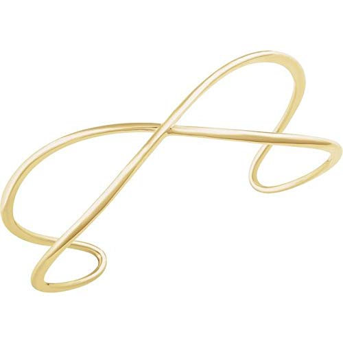 14K Yellow Gold Criss-Cross Cuff Bracelet 7