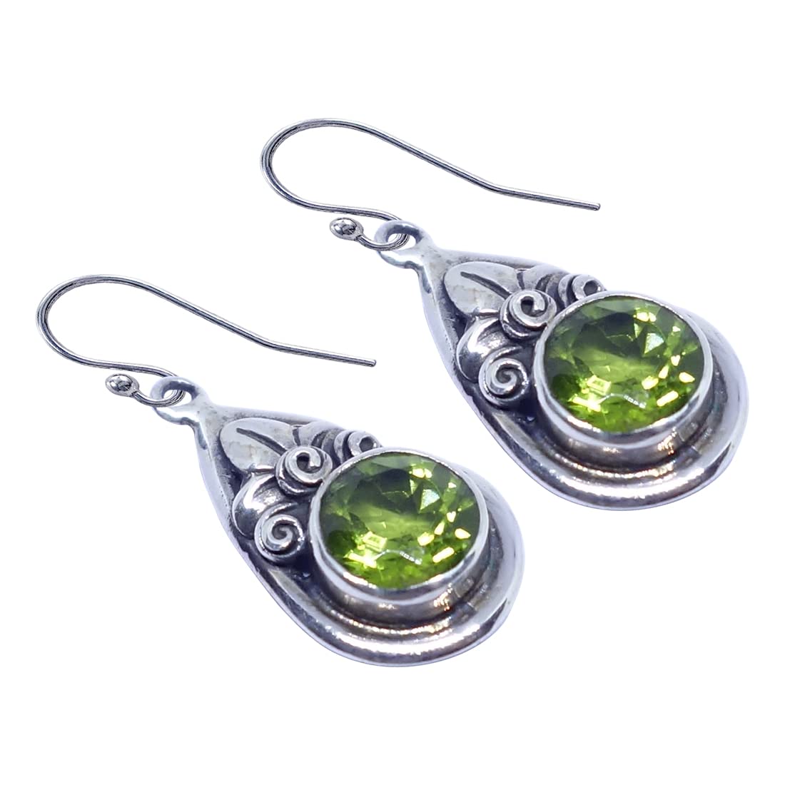 Handmade 925 Sterling Silver Peridot Dangle Earrings for Women - August Birthstone Jewelry | Unique Designer Gemstone Earrings for Parties, Weddings & Special Occasions
