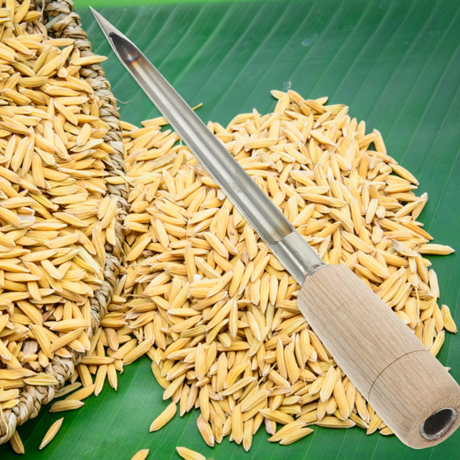 2-Piece Wooden Handle Grain Sampler Kit for Wheat, Corn, Rice & Soil Testing - Outdoor Cereal Sampling Tool for Farmers & Gardeners - Perfect for Agriculture, Gardening & Food Quality Control