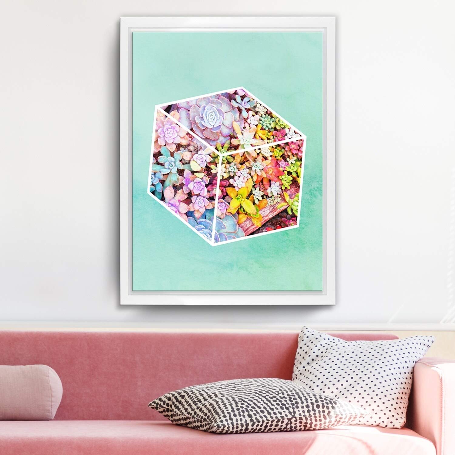 Ready2HangArt 'Garden Cube' Framed Succulent Canvas Wall Art - Modern Home Decor for Living Room, Bedroom & Office - Perfect Plant Lover Gift