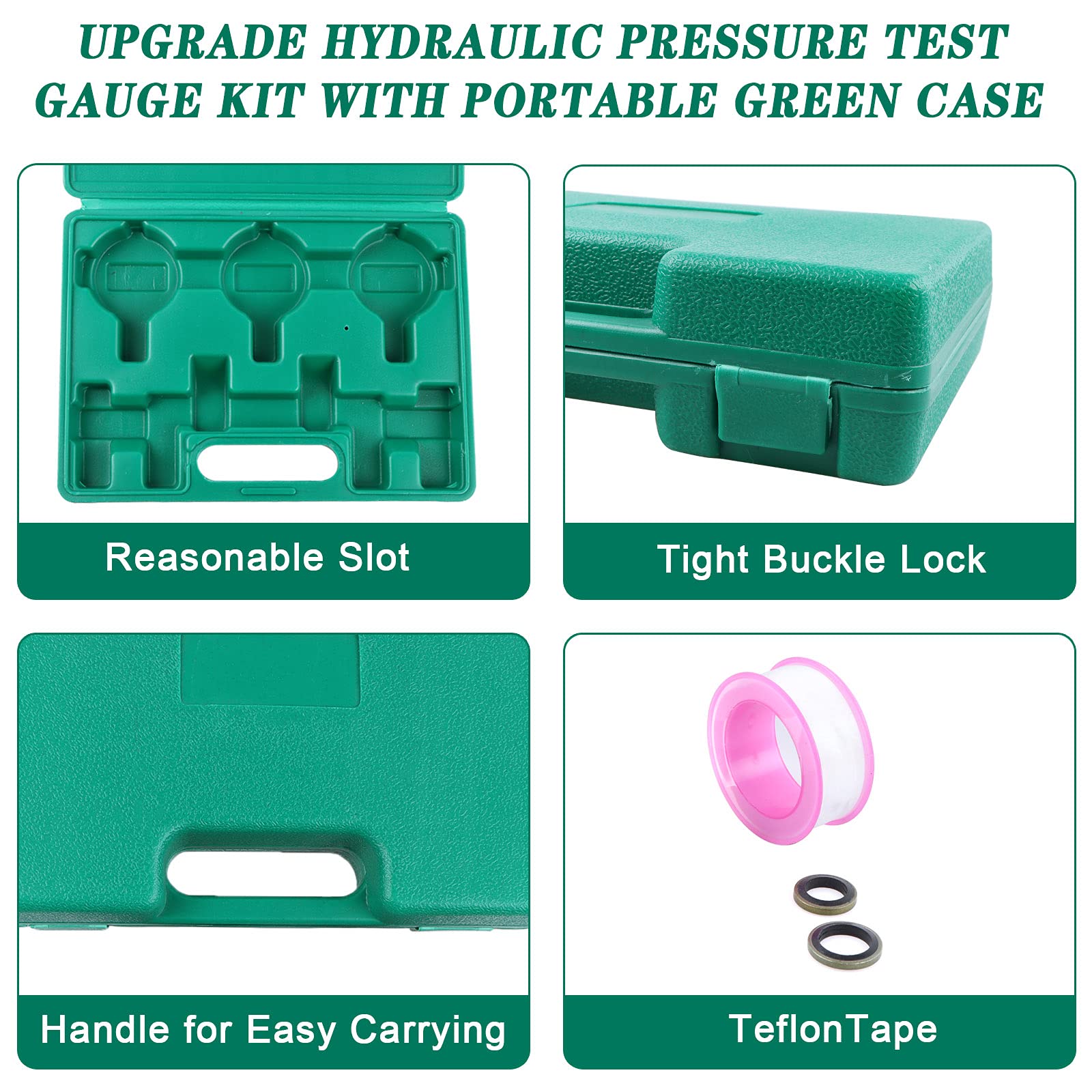 SINOCMP Hydraulic Pressure Testing Kit for Excavators - Professional Hydraulic Tester with Pressure Gauge - Compatible with Most Excavator Brands (CAT, Komatsu, Hitachi) - Ideal for Construction Site Maintenance & Equipment Diagnostics