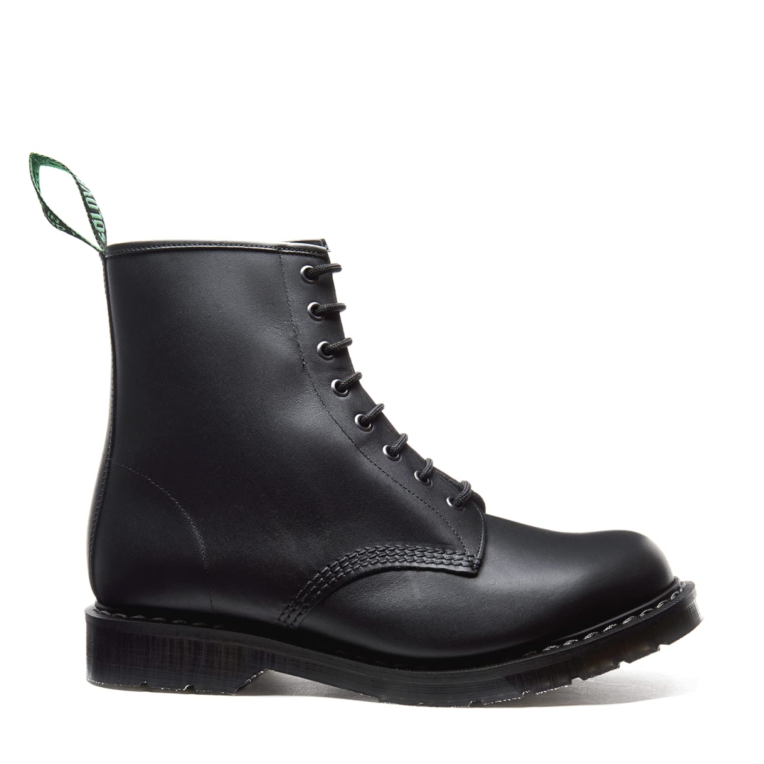Solovair Greasy 8 Eye Derby Boots - Black Leather Unisex Shoes for Men & Women | Perfect for Work, Casual Wear & Outdoor Activities