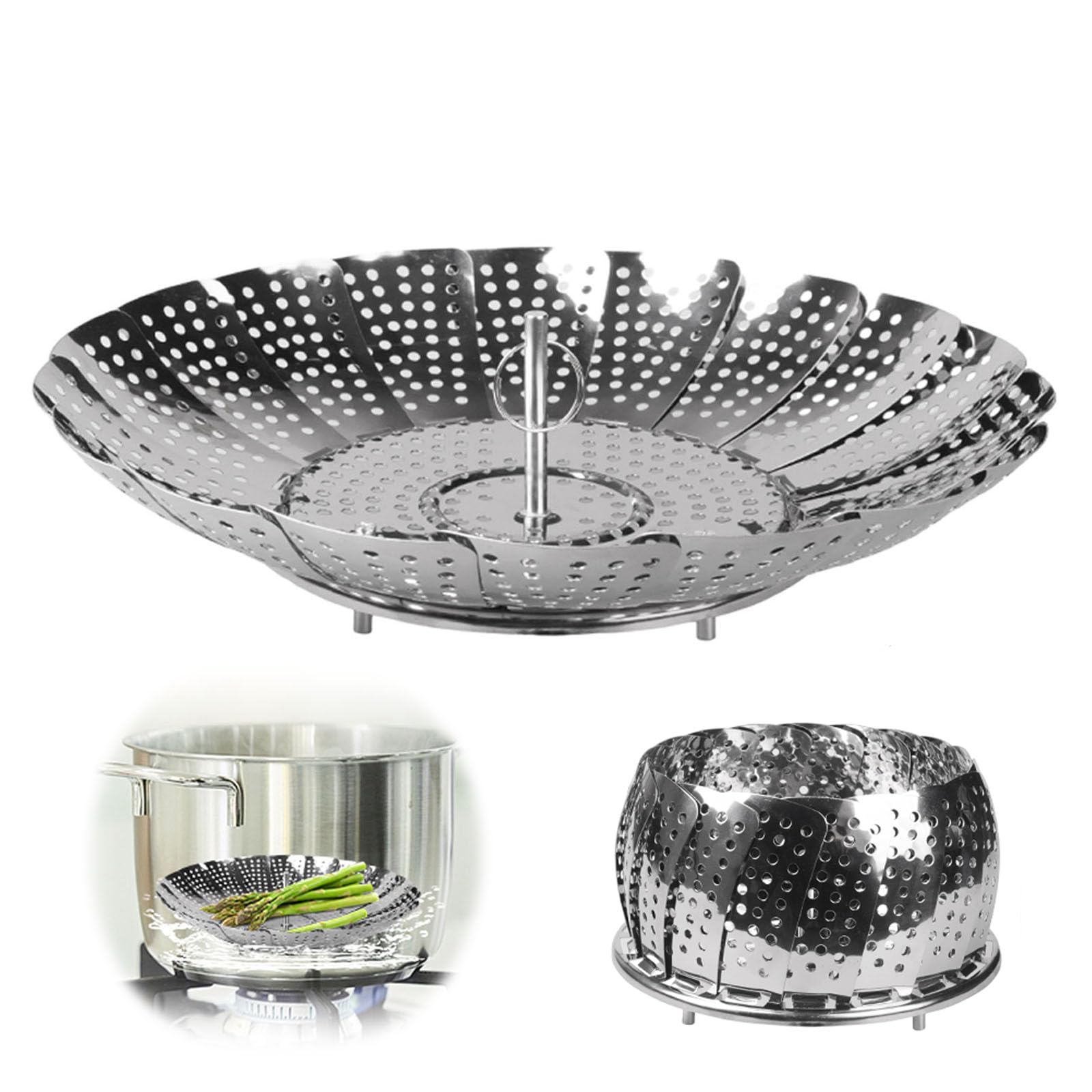 Stainless Steel Expandable Steamer Basket for Pots - Vegetable Steamer Rack, Fits 6.1