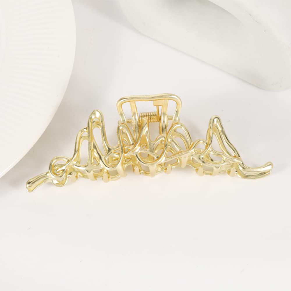 4.3 Inch Gold & Silver Metal Hair Claw Clips for Women - Large Alligator Hair Barrettes Jaw Clips for Thick & Curly Hair - Perfect for Updos, Ponytails & Everyday Hairstyles